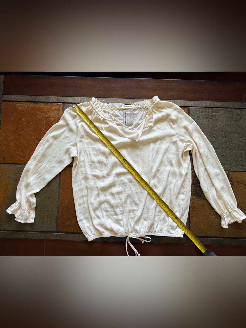 Dolan butter yellow tie waist v neck ruffles xs long sleeve flowy cinched arms